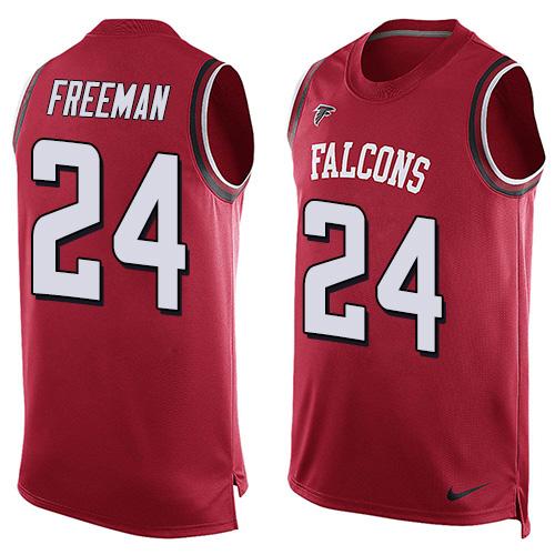 Nike Falcons #24 Devonta Freeman Red Team Color Men's Stitched NFL Limited Tank Top Jersey - Click Image to Close
